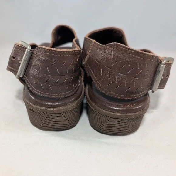 Famolare Brown Leather "Hi-Up" Wave Sole Sandals Woven Slingback Sandals Size 8M - Picture 4 of 11
